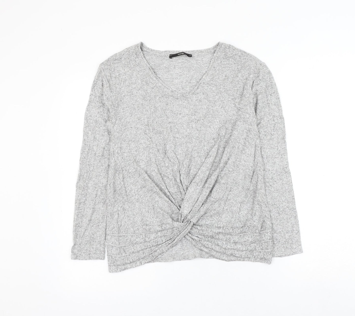 George Womens Grey Round Neck Viscose Pullover Jumper Size S - Knot Front