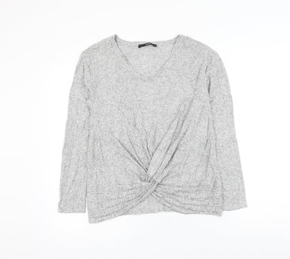 George Womens Grey Round Neck Viscose Pullover Jumper Size S - Knot Front