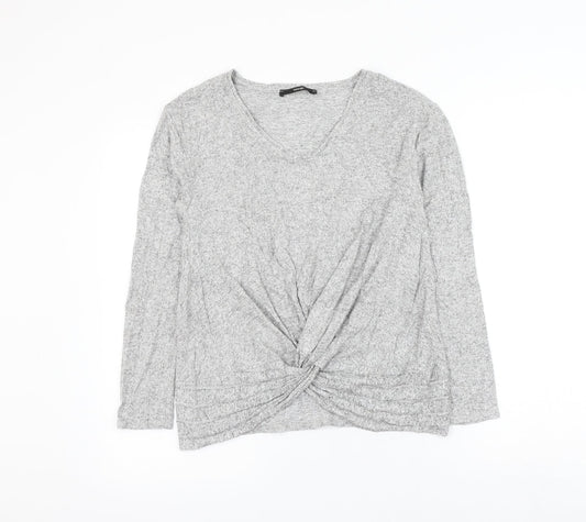 George Womens Grey Round Neck Viscose Pullover Jumper Size S - Knot Front