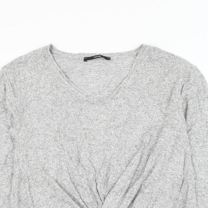 George Womens Grey Round Neck Viscose Pullover Jumper Size S - Knot Front