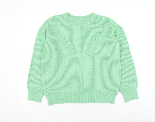 George Womens Green Round Neck Acrylic Pullover Jumper Size 12 - Size 12-14