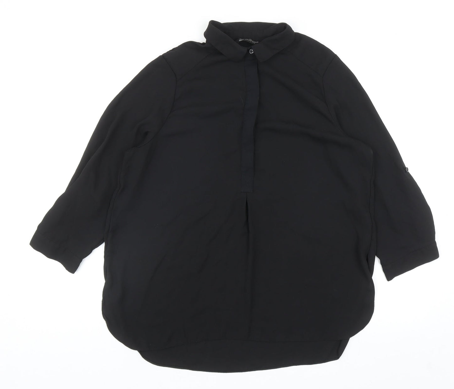 Womens UK Size 14 Dorothy Perkins Black Basic Button-Up