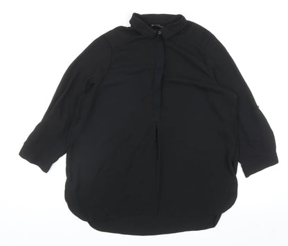 Womens UK Size 14 Dorothy Perkins Black Basic Button-Up