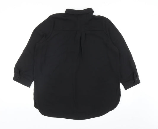 Womens UK Size 14 Dorothy Perkins Black Basic Button-Up