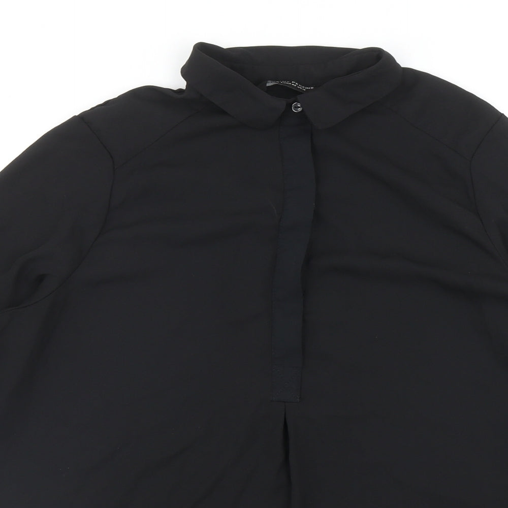 Womens UK Size 14 Dorothy Perkins Black Basic Button-Up