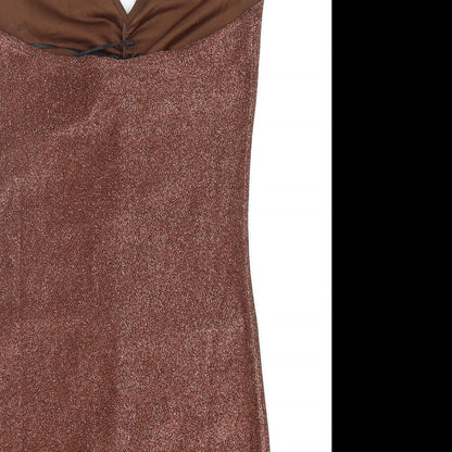 Divided Womens Brown Polyester Mini Size M Halter Pullover
