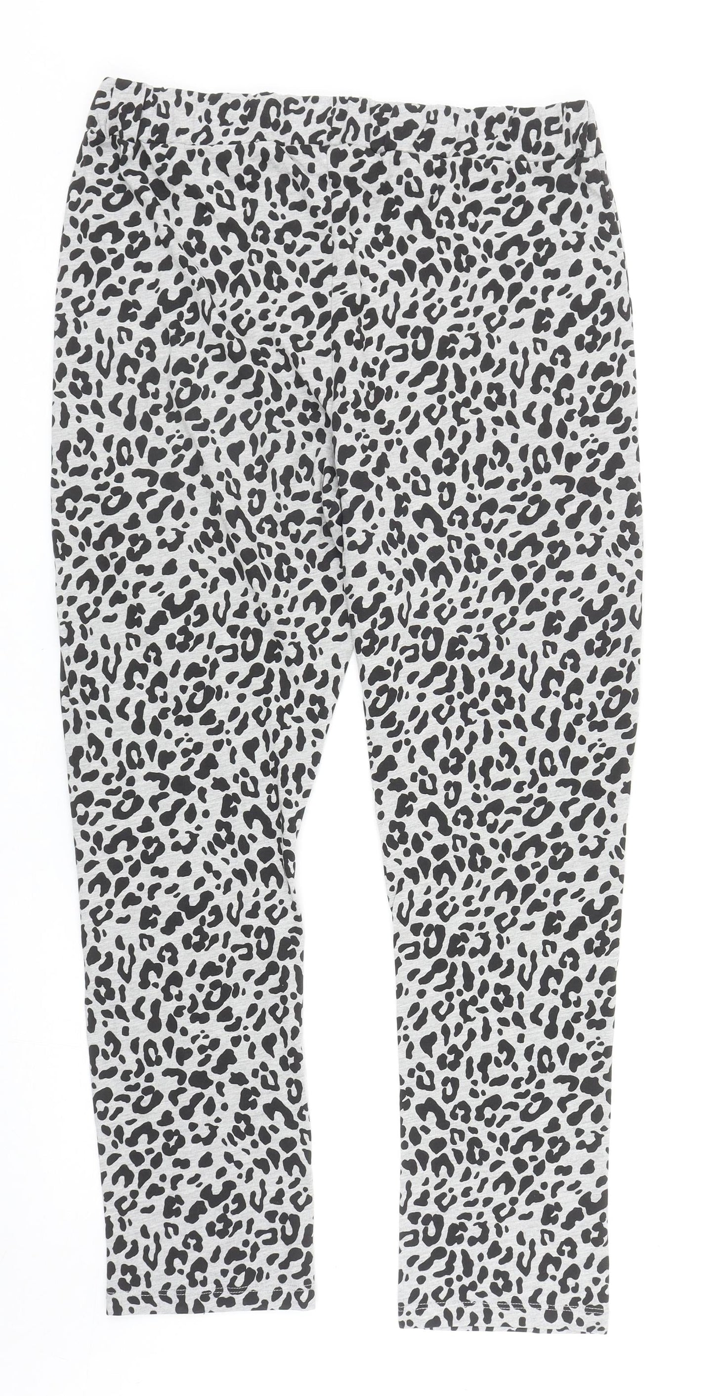 Society Eight Womens Grey Animal Print Polyester Sweatpants Trousers Size S L28 in Regular Drawstring - Leopard Print
