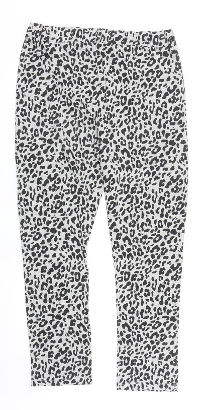 Society Eight Womens Grey Animal Print Polyester Sweatpants Trousers Size S L28 in Regular Drawstring - Leopard Print