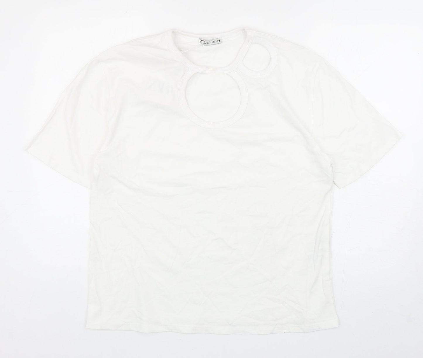 Womens UK Size M Zara White Basic T-Shirt