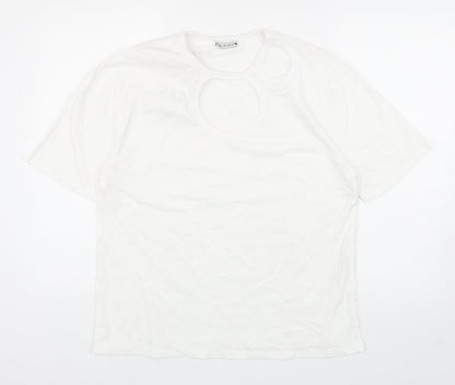 Womens UK Size M Zara White Basic T-Shirt