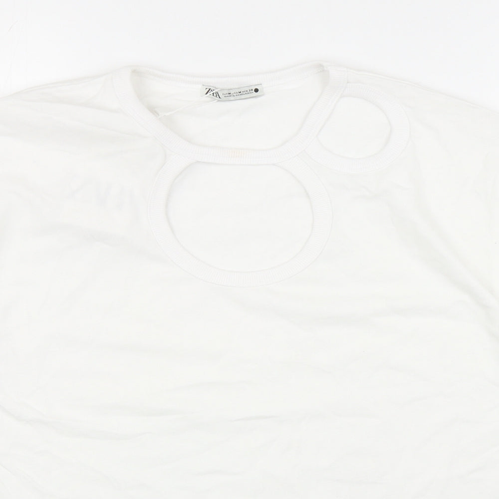 Womens UK Size M Zara White Basic T-Shirt