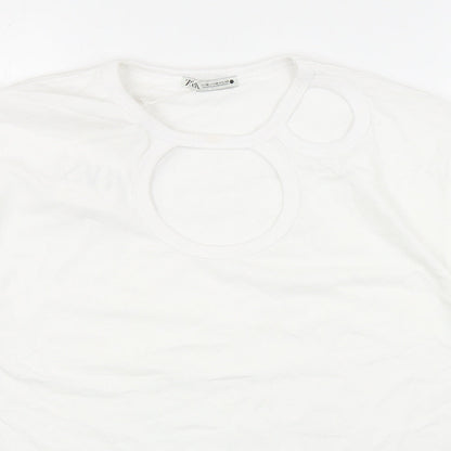 Womens UK Size M Zara White Basic T-Shirt
