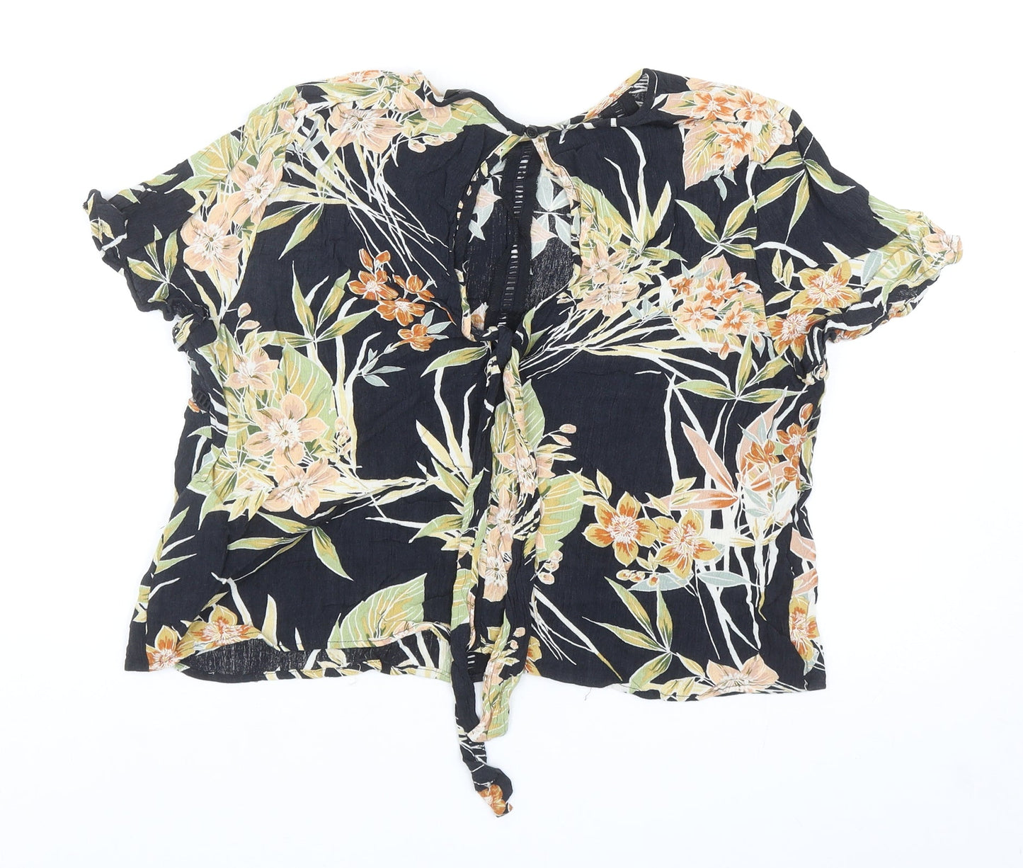Womens UK Size 12 New Look Black Cropped Blouse