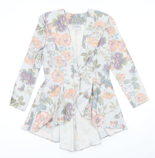 Classic Woman Womens Multicoloured Floral Jacket Blazer Size 10 Button