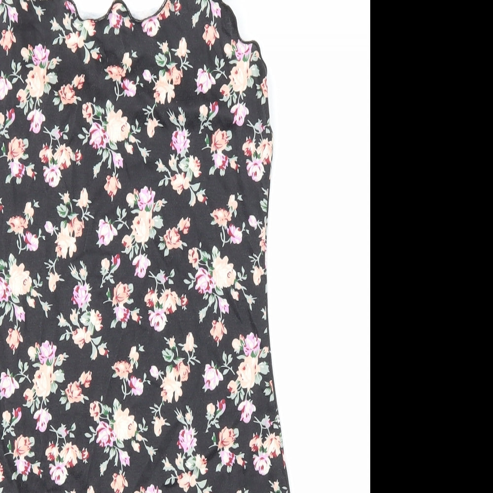 SheIn Womens Black Floral Polyester Bodycon Size XS Square Neck Pullover - Floral, Summer