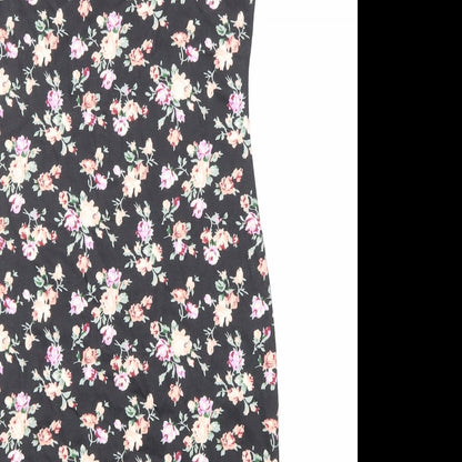 SheIn Womens Black Floral Polyester Bodycon Size XS Square Neck Pullover - Floral, Summer