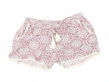 Primark Womens Multicoloured Geometric 100% Viscose Bermuda Shorts Size 8 L3 in Regular Pull On - Summer shorts