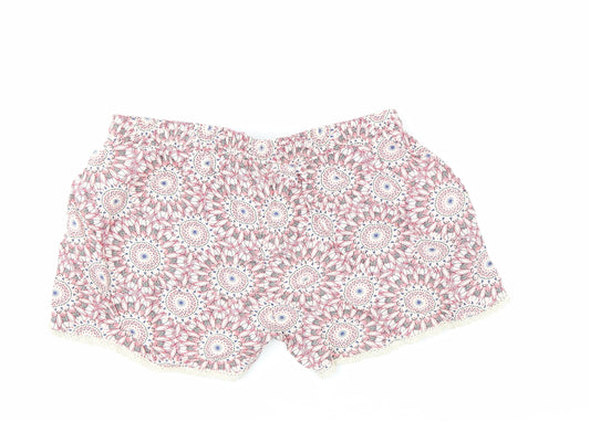 Primark Womens Multicoloured Geometric 100% Viscose Bermuda Shorts Size 8 L3 in Regular Pull On - Summer shorts