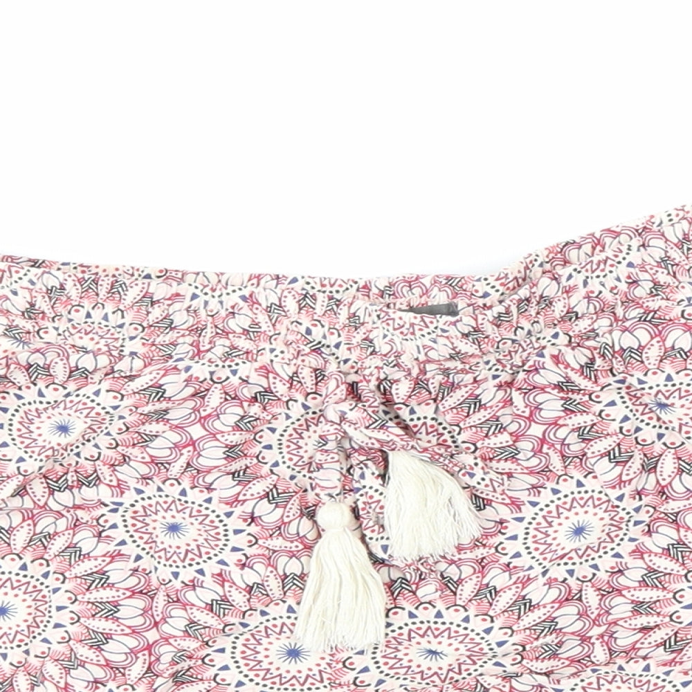 Primark Womens Multicoloured Geometric 100% Viscose Bermuda Shorts Size 8 L3 in Regular Pull On - Summer shorts