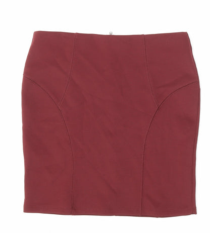 FOREVER 21 Womens Brown Polyester Mini Skirt Size S Zip