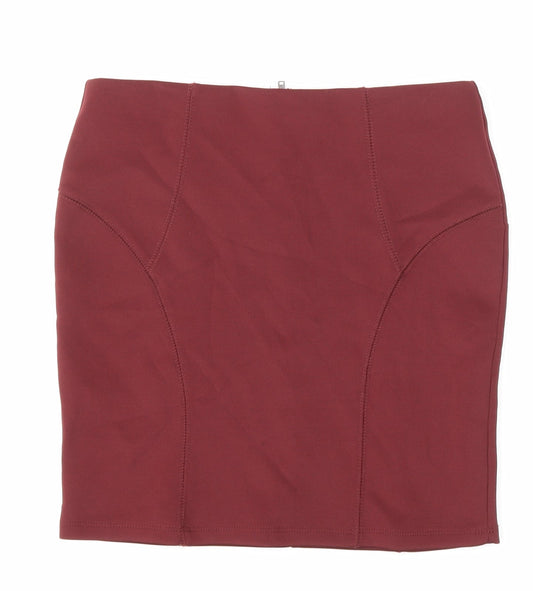 FOREVER 21 Womens Brown Polyester Mini Skirt Size S Zip