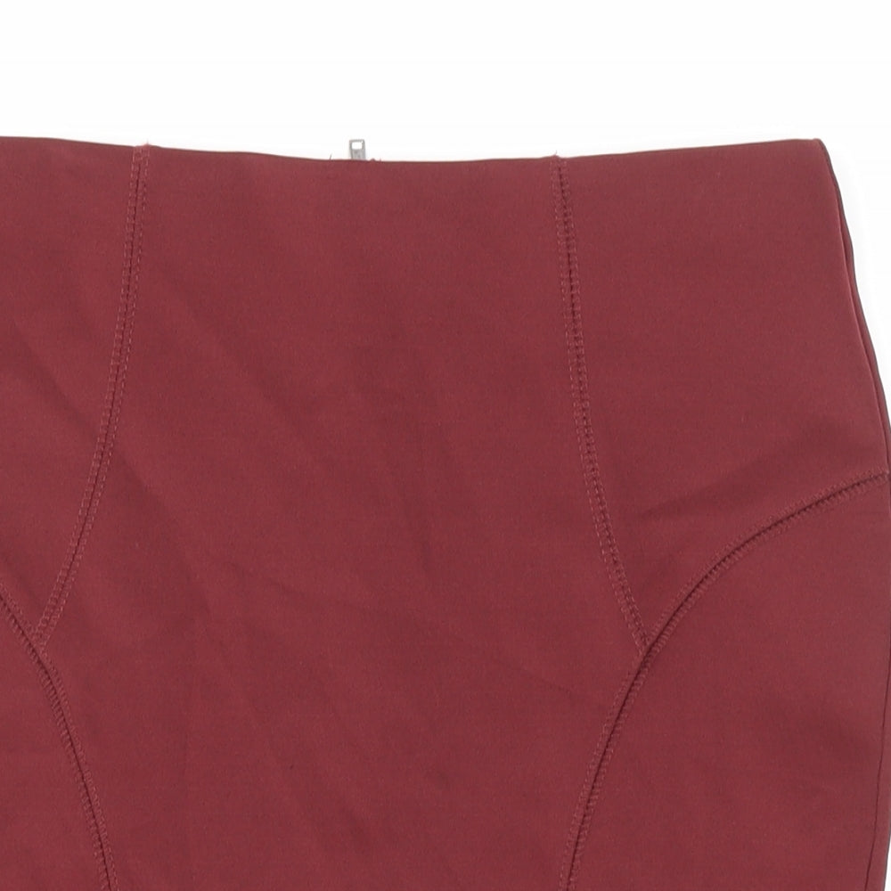 FOREVER 21 Womens Brown Polyester Mini Skirt Size S Zip