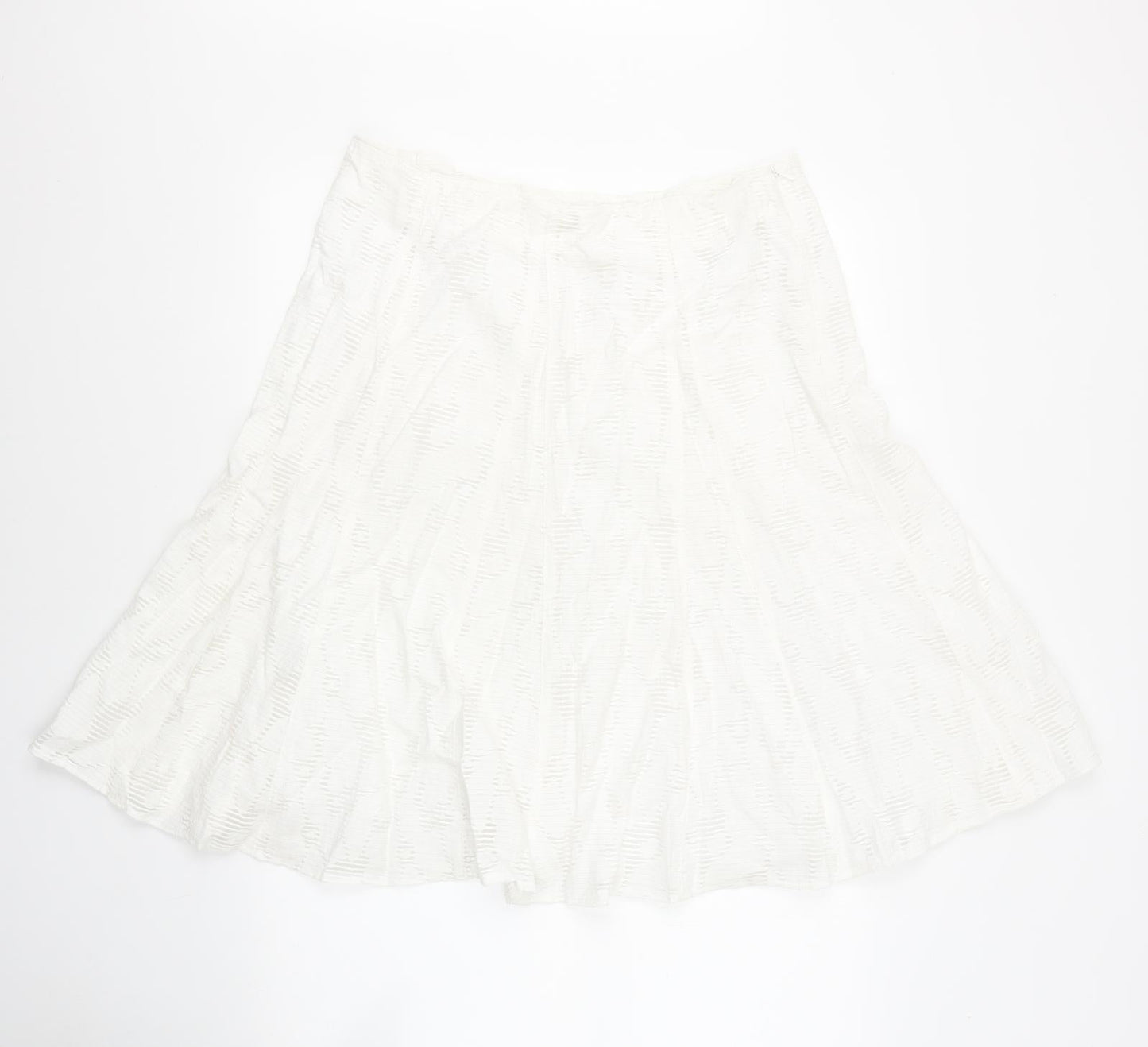 Marks and Spencer Womens Ivory Viscose Flare Skirt Size 14 Zip - Crochet detail