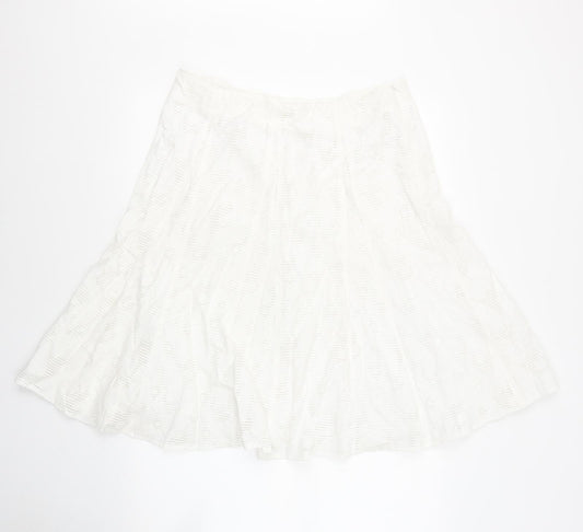 Marks and Spencer Womens Ivory Viscose Flare Skirt Size 14 Zip - Crochet detail