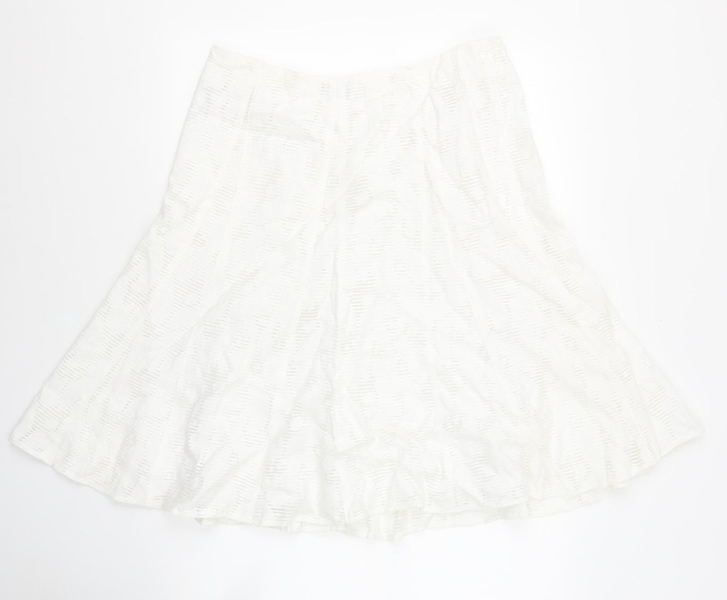 Marks and Spencer Womens Ivory Viscose Flare Skirt Size 14 Zip - Crochet detail
