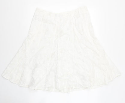 Marks and Spencer Womens Ivory Viscose Flare Skirt Size 14 Zip - Crochet detail