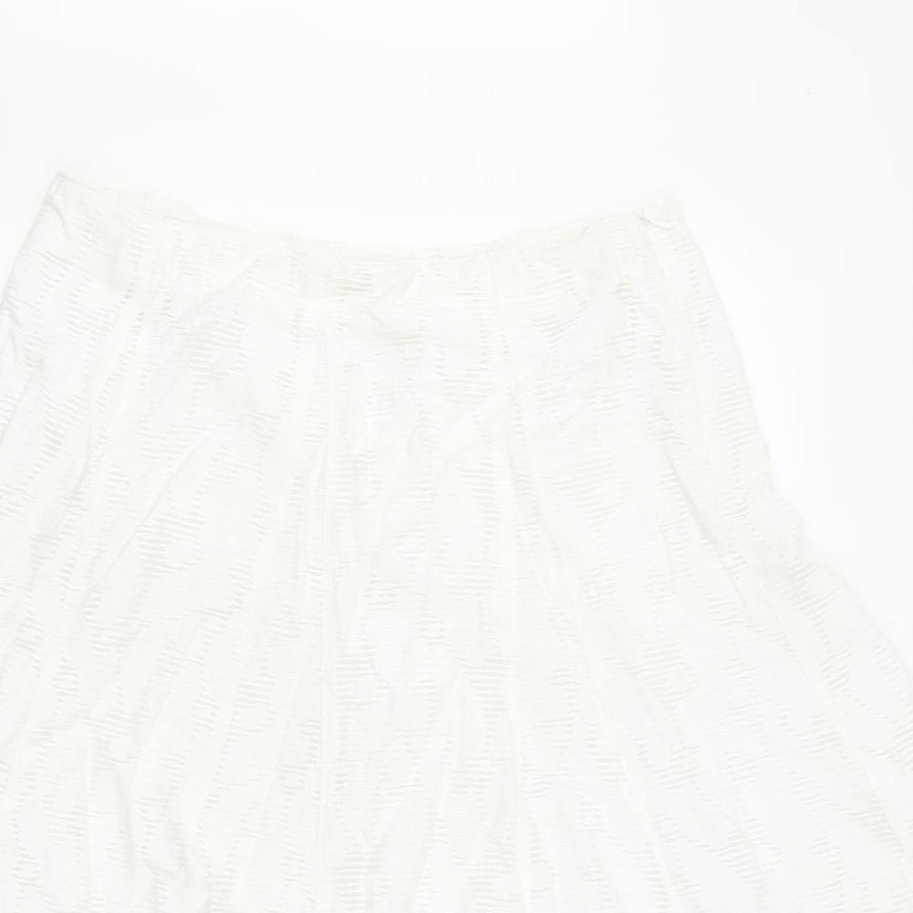 Marks and Spencer Womens Ivory Viscose Flare Skirt Size 14 Zip - Crochet detail