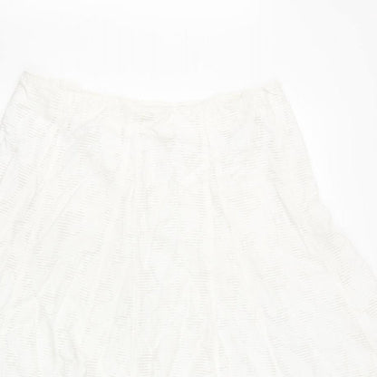 Marks and Spencer Womens Ivory Viscose Flare Skirt Size 14 Zip - Crochet detail
