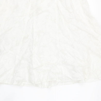 Marks and Spencer Womens Ivory Viscose Flare Skirt Size 14 Zip - Crochet detail