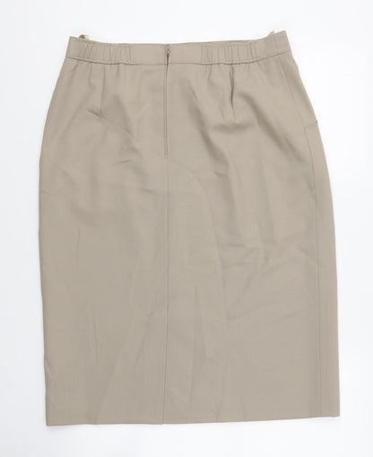 c.h.i.c.c Womens Beige Polyester Straight & Pencil Skirt Size 44 Zip