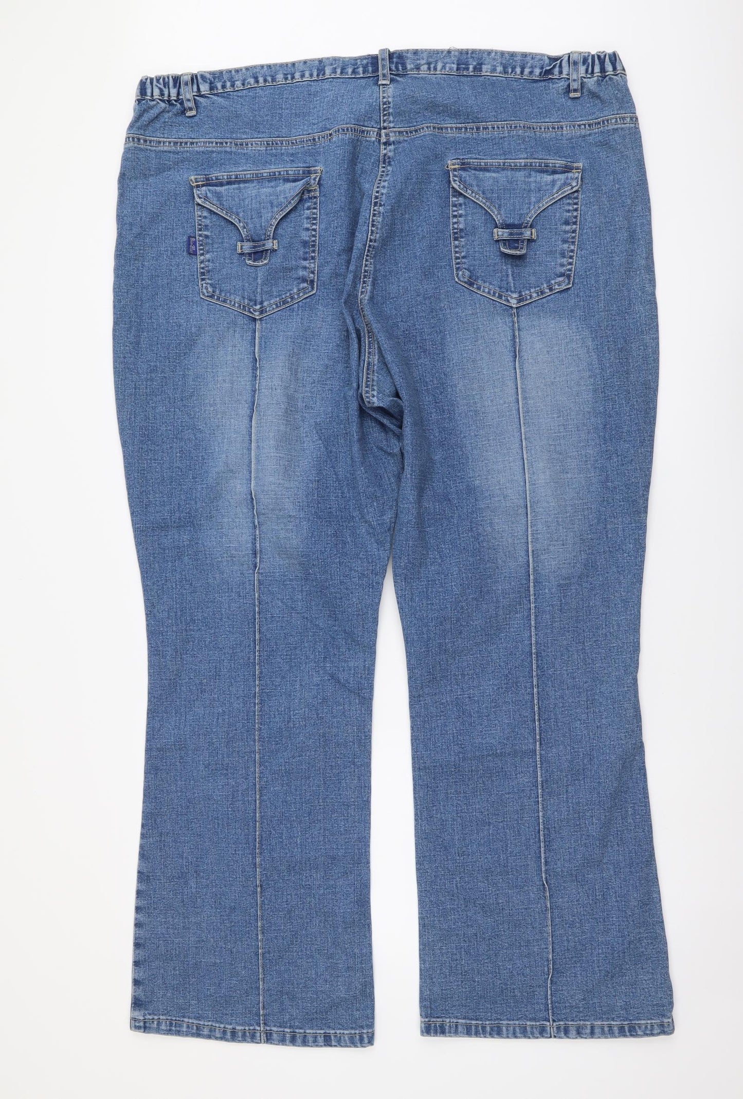 UNION BLUES Womens Blue Cotton Bootcut Jeans Size 28 L30 in Regular Button