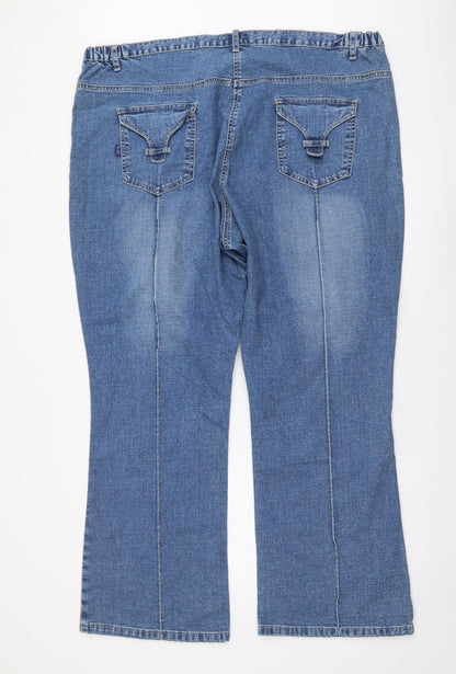 UNION BLUES Womens Blue Cotton Bootcut Jeans Size 28 L30 in Regular Button