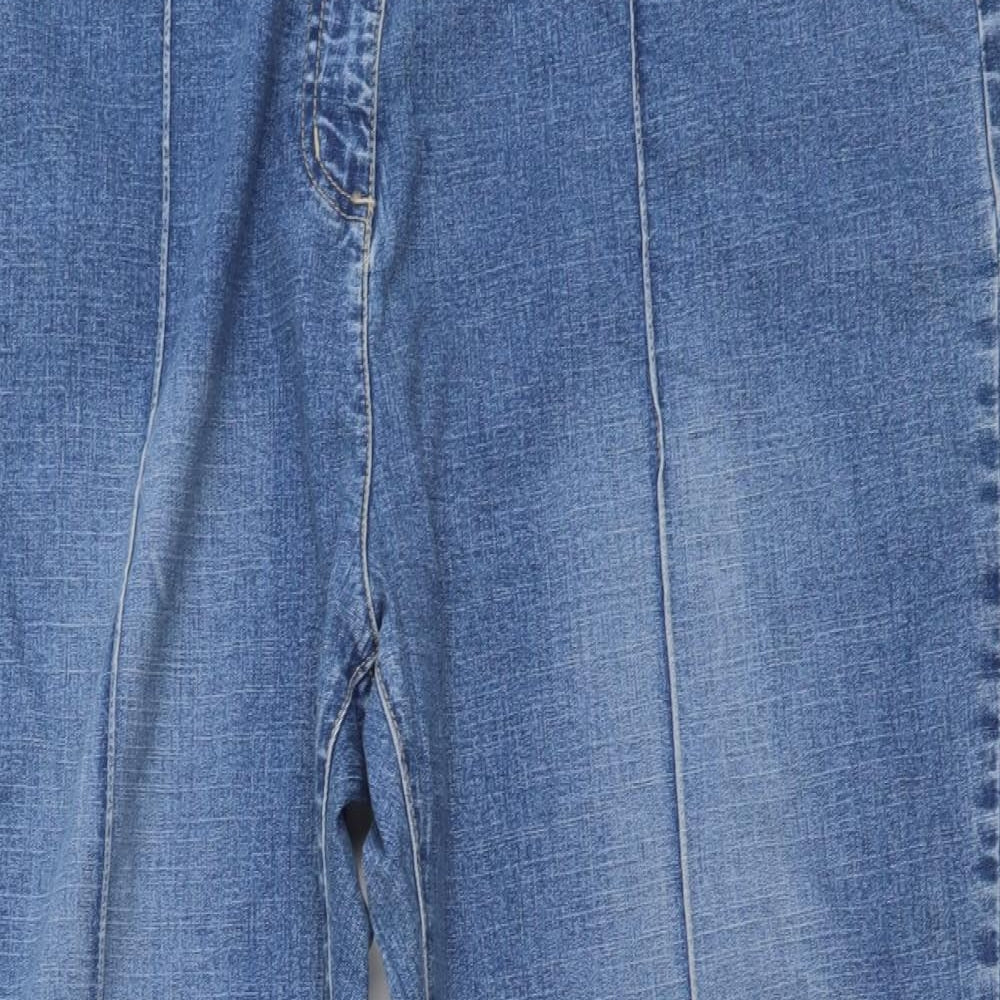 UNION BLUES Womens Blue Cotton Bootcut Jeans Size 28 L30 in Regular Button