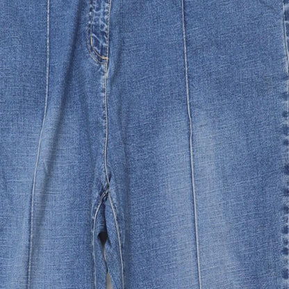 UNION BLUES Womens Blue Cotton Bootcut Jeans Size 28 L30 in Regular Button