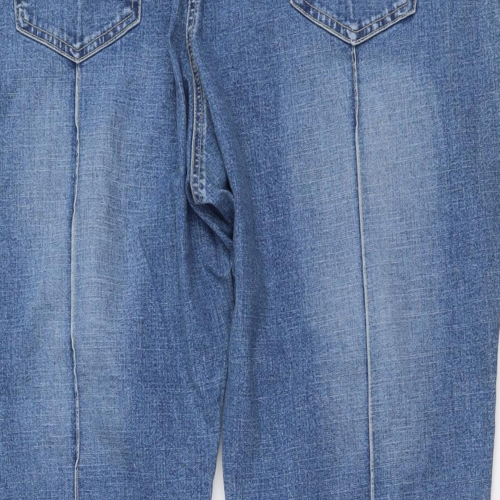UNION BLUES Womens Blue Cotton Bootcut Jeans Size 28 L30 in Regular Button