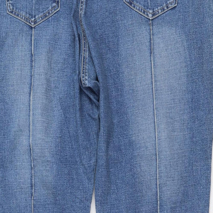 UNION BLUES Womens Blue Cotton Bootcut Jeans Size 28 L30 in Regular Button