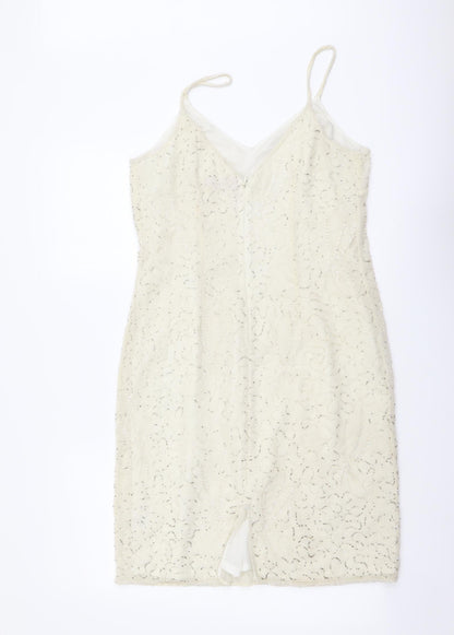 For Women Womens Beige Polyester Mini Size 12 V-Neck Zip