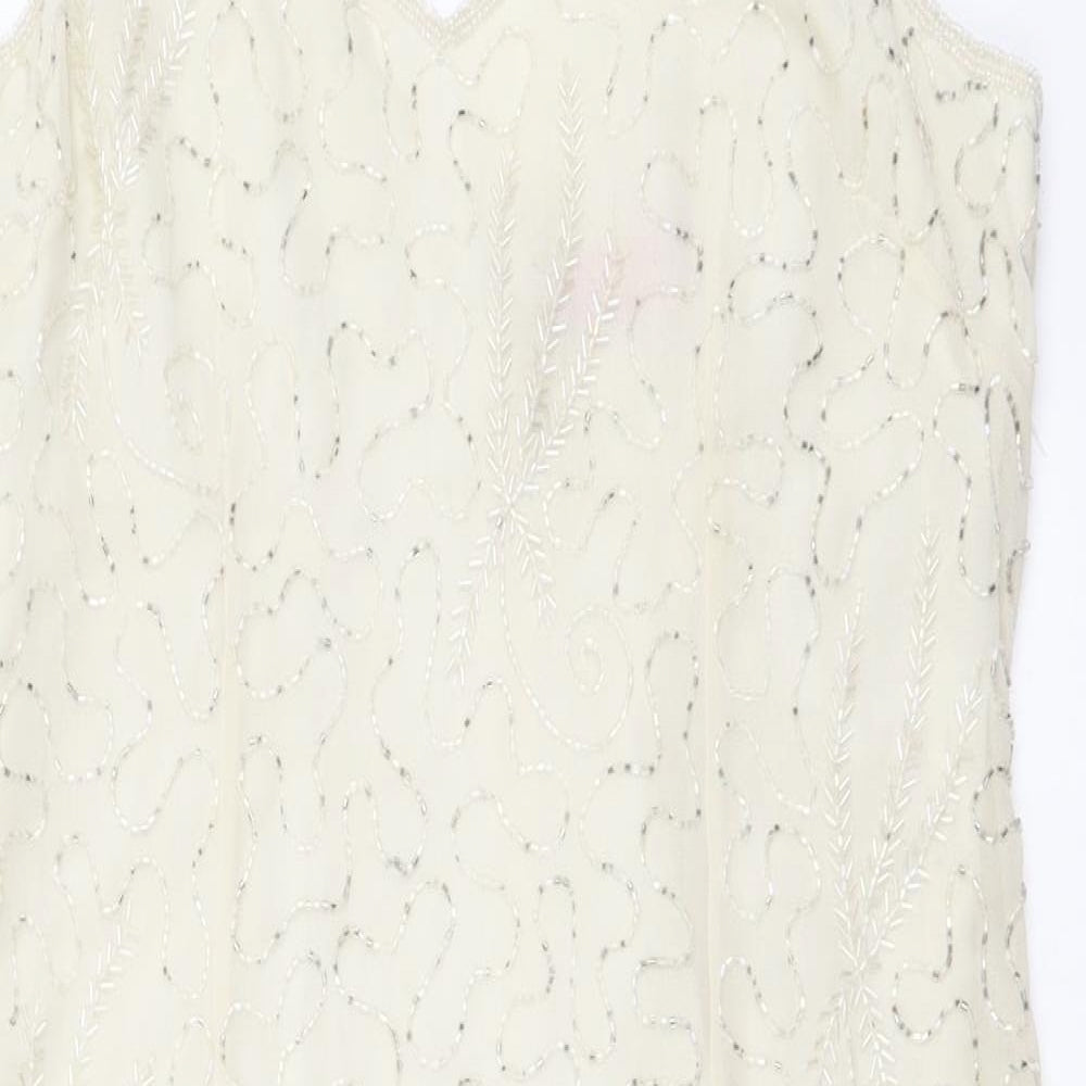 For Women Womens Beige Polyester Mini Size 12 V-Neck Zip
