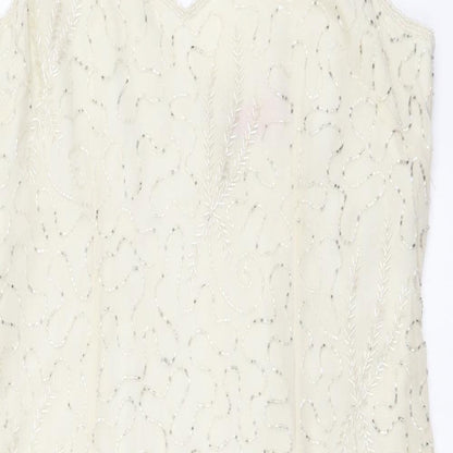 For Women Womens Beige Polyester Mini Size 12 V-Neck Zip