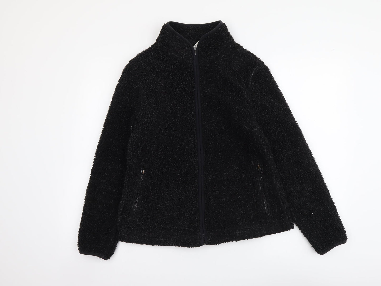 Preworn Womens Black Polyester Full Zip Sweatshirt Size 12 Zip