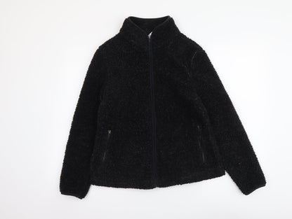 Preworn Womens Black Polyester Full Zip Sweatshirt Size 12 Zip