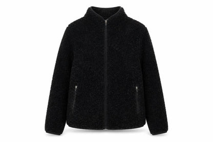 Preworn Womens Black Polyester Full Zip Sweatshirt Size 12 Zip