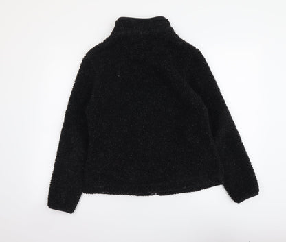 Preworn Womens Black Polyester Full Zip Sweatshirt Size 12 Zip