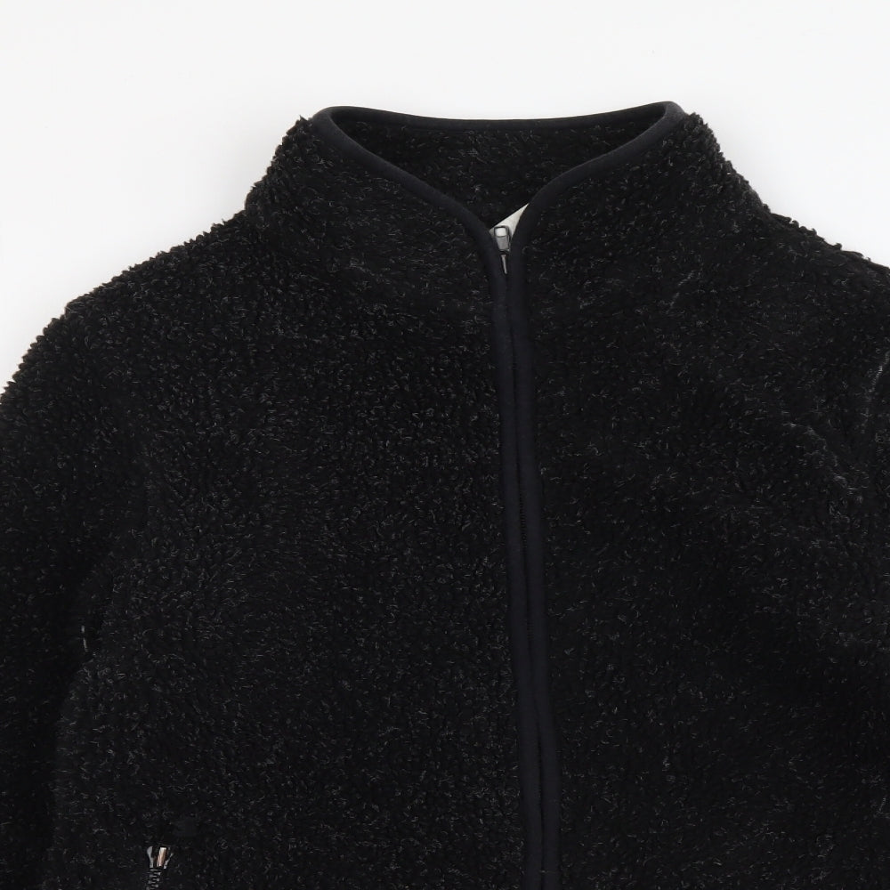 Preworn Womens Black Polyester Full Zip Sweatshirt Size 12 Zip