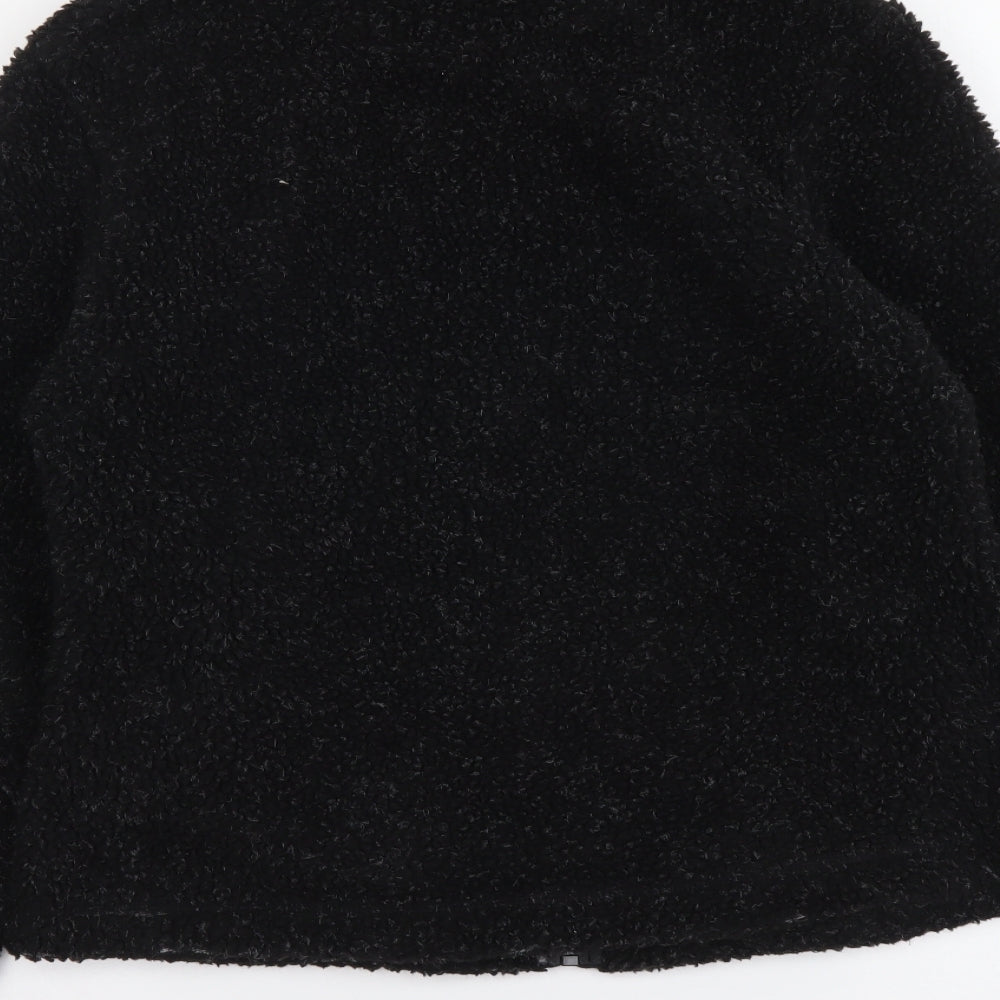 Preworn Womens Black Polyester Full Zip Sweatshirt Size 12 Zip