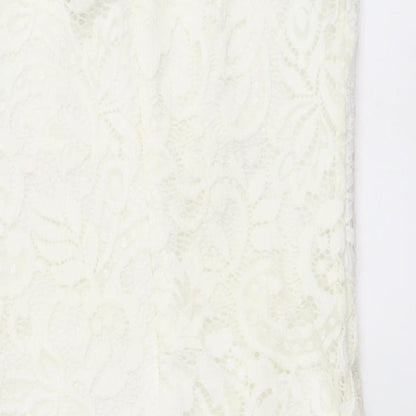 Topshop Womens Ivory Geometric Polyester Mini Size 8 Square Neck Zip